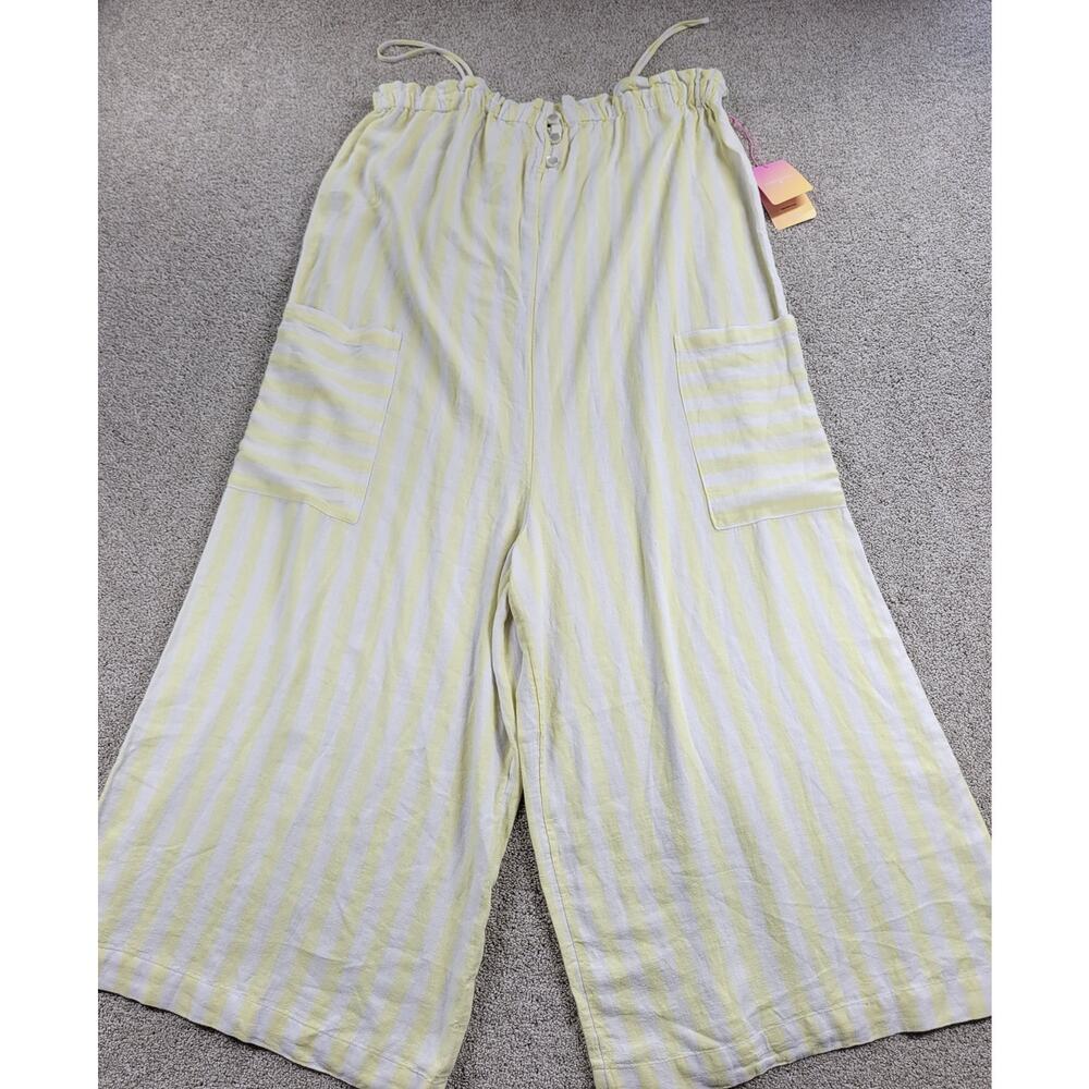 Stoney Clover Lane X Target Womens Jumpsuit Large Yellow Striped Wide Leg NEW